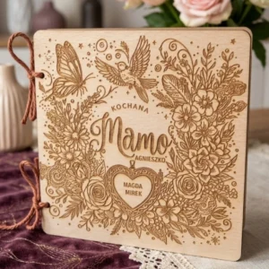 Drewniana Kartka na Dzień Mamy – Personalizowany Prezent z Grawerem | Kochana Mamo